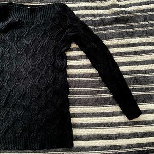 LOFT Tunic Cable Knit Black long sleeve sweater